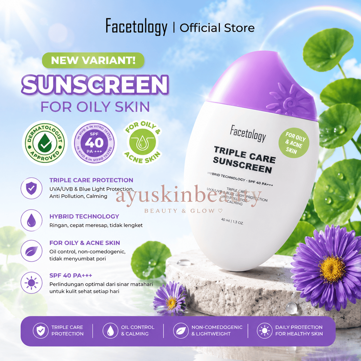 Facetology Triple Care Sunscreen SPF 40 PA+++