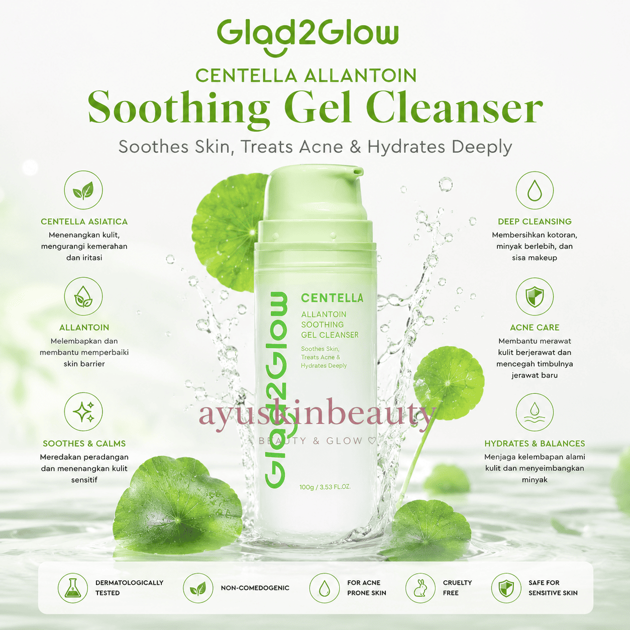 Glad2Glow Centella Allantoin Soothing Gel Cleanser