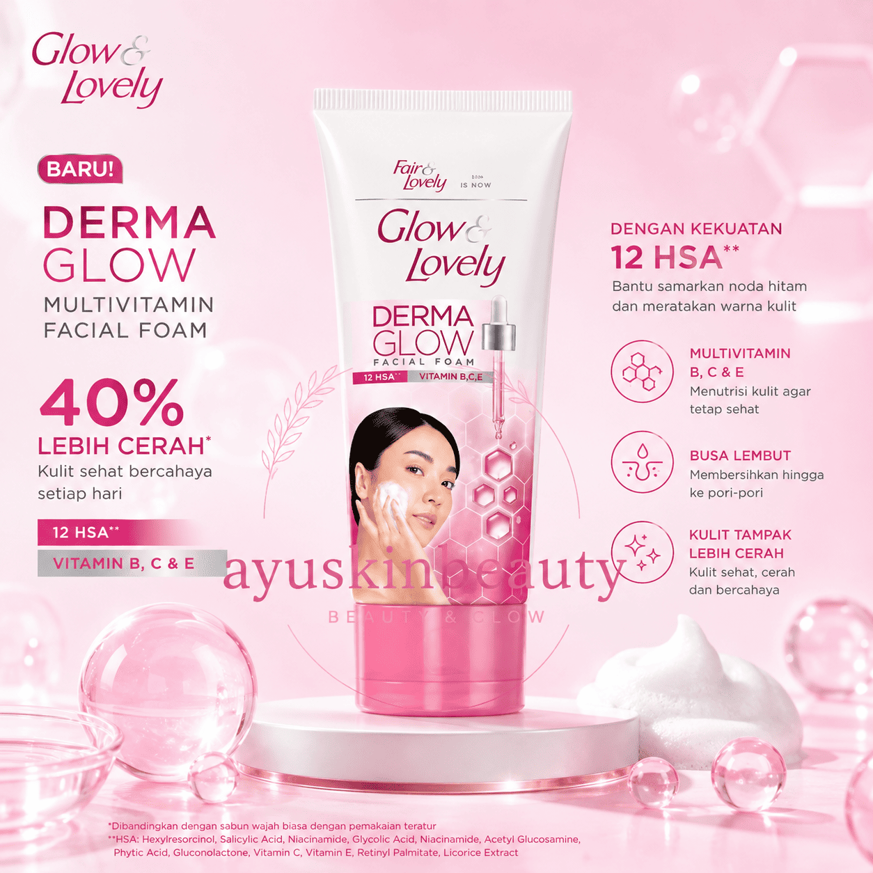 Glow & Lovely Derma Glow Multivitamin Facial Foam