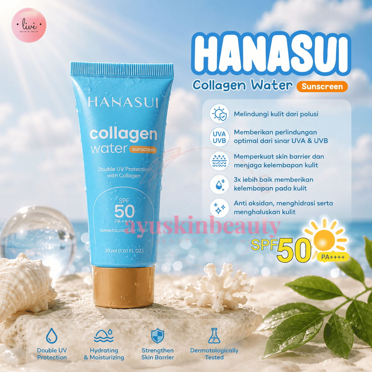 Hanasui Collagen Water Sunscreen SPF 50 PA++++