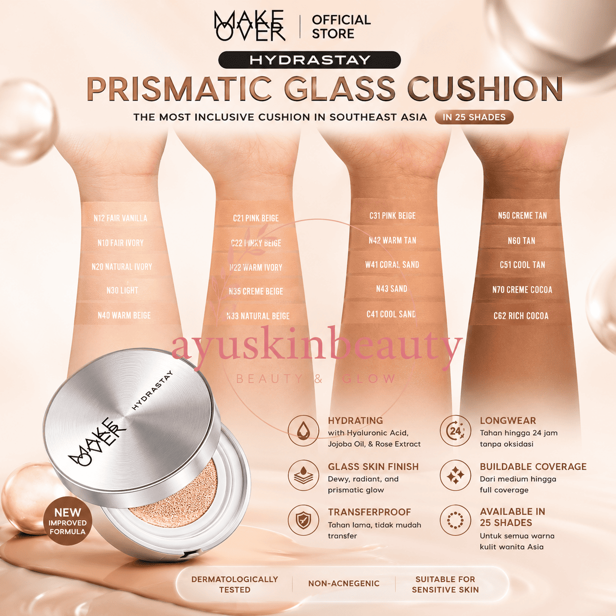 Make Over Hydrastay Prismatic Glass Cushion