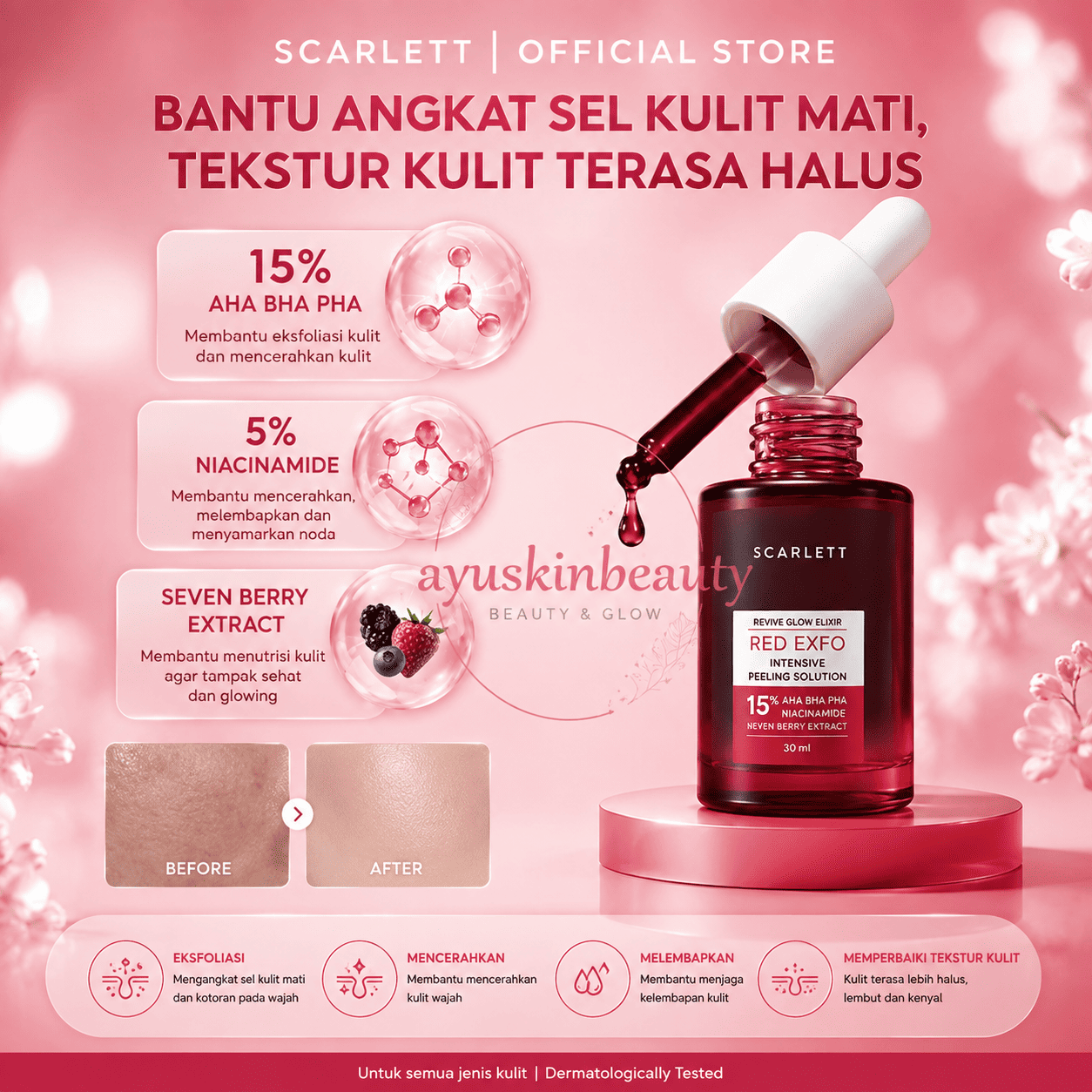 Scarlett Revive Glow Elixir Red Exfo Intensive Peeling Solution