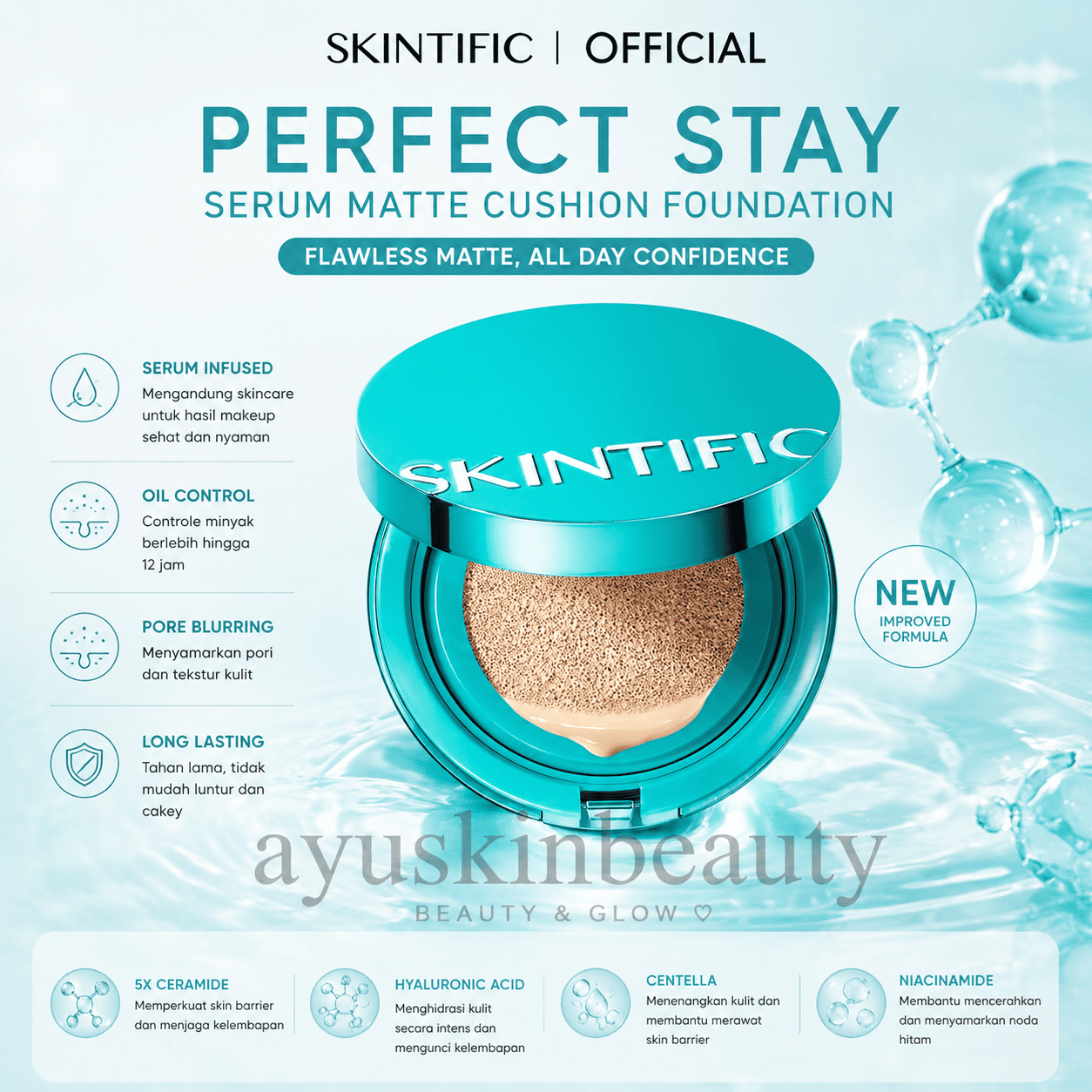 Skintific Perfect Stay Serum Matte Cushion Foundation